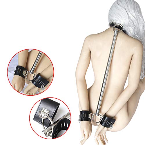 SM Bondage Erotic Sexy Handcuffs Collar Sex Slave Neck Fetish Bondage Restraints Slave Games Toys for Adults Couples,Black~Lock