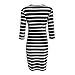 YXTech Women Summer Striped Sexy Dress 3/4 Sleeve Casual Knee Length Dress (XL, Black)