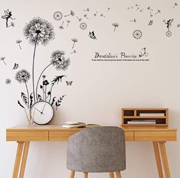 Skang Schwarz Farbe Lowenzahn Wandaufkleber Pvc Material Diy