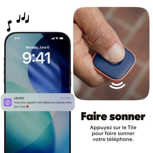 Tile - Tracker Bluetooth, détecteur de clés et localisateur d'objets pour clés, Sacs & Autres. Détecteur de téléphone. Compatible avec iOS & Android. Lot de 1 (Navy Blaze)