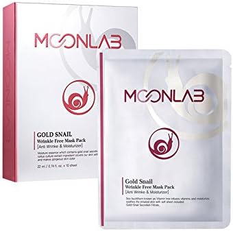 [MOONLAB] Gold Snail Wrinkle-Free Sheet Mask – Anti Aging, Improves The Skin Texture, Regeneration of The Skin, Pure Cotton Sheet, Pack of 10pcs