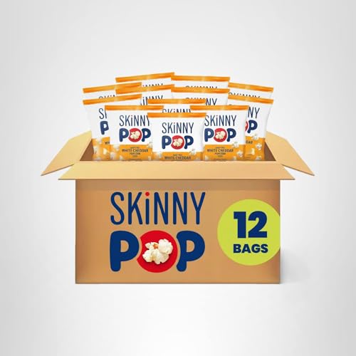 SKINNYPOP POPCORN, WHITE CHEDDAR, WHOLE GRAIN, DAIRY-FREE SNACK, 1OZ BAGS (12CT)
