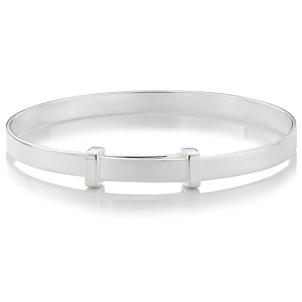 Molly Brown London Signature Baby Bangle – Sterling Silver Christening Bracelet for Girls – Hallmarked 925 Silver (Without Engraving)