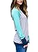 Womens Casual Long Sleeve Crewneck Color Block T Shirt Pocket Sweatshirt Blouse Tops
