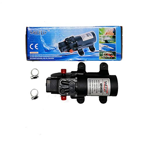 12V DC Fresh Water Pump with 2 Hose Clamps 12 Volt Diaphragm Pump Self Priming Sprayer Pump with Pressure Switch 4.5 L/Min 1.2 GPM 80 PSI Adjustable for RV Camper Marine Boat Lawn - Thumbnail 5