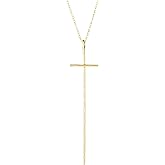 TGOLM 14K Gold Plated Long Hammered Cross Necklace for Women Religious Faith Jewelry Christian Gift