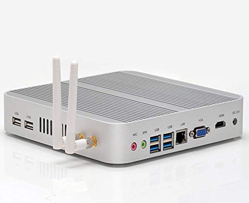 Ucaca Fanless Mini PC, Windows 10 Pro HTPC, NUC Intel i5-4200U CPU, 8GB RAM, 128GB SSD 1TB HDD, 4 USB 3.0, HDMI, WiFi (Silver 8G 128G+1TB)