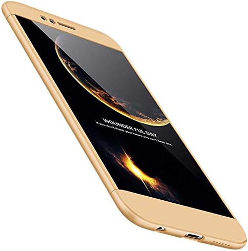YFXP Huawei Nova 2 Plus Cover 360 Degree Protection 3 in 1 Slim PC Cover - Shockproof Shell Full Body Coverage Hard Protective Case + Tempered Glass Screen Protector For Nova 2 Plus Gold