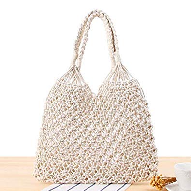 Casual Straw Bags for Women Summer Beach Bag Handbags Female Crochet Hollow Out Handmade Tote Knitted Bolsa Feminina Famous Color Beige 35x48x2 cm