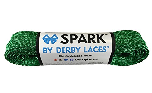 Derby Laces Green Spark Shoelace for Shoes, Skates, Boots, Roller Derby, Hockey and Ice Skates (60 Inch / 152 cm)
