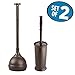 iDesign 93720 Kent Plastic Toilet Bowl Brush and Plunger Set, Slim Combo Set for Cleaner Storage, Ideal for Master, Kids', Guest, Office Bathroom, 10.04