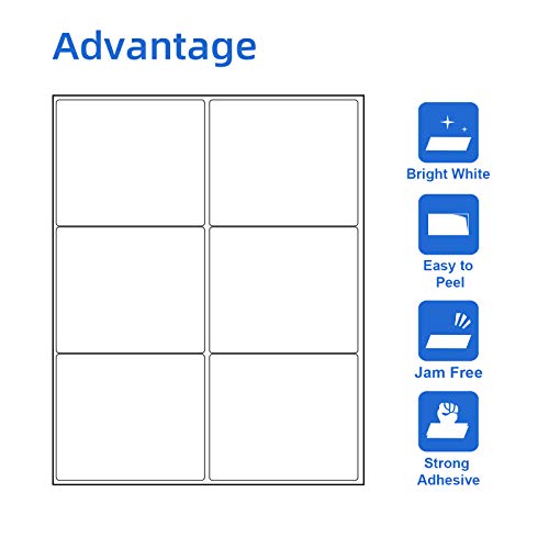 Printholic 6UP Sheet Label Adress Labels 31/3" x 4" Self Adhesive