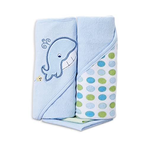Spasilk Bath Hooded Towels & Washcloths Set for Babies, 2 Hooded Terry Bath Tow…