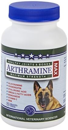 International Veterinary Sciences 60 Count Arthramine Max Complete Glucosamine, Chondroitin and Hyaluronic Acid, Bone and Joint Performance Supplement for Dogs by International Veterinary Sciences