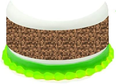 Pixel Birthday Kids Party Edible Cake Decoration Image Frosting Photo Toppers (Brown Edible Cake Wrap)