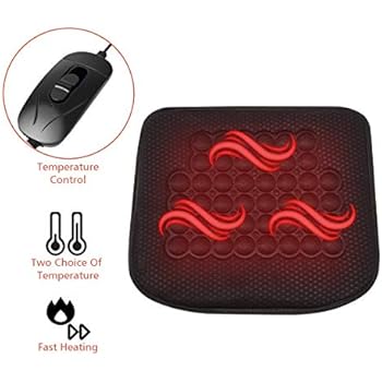 Tvird Heated seat Cushion,Seat Warmer,Car seat Cushion,Auto seat Cushions 12V Ultra Comfortable Heating Car Seat Cushion (Black,Adjustable Temperature)