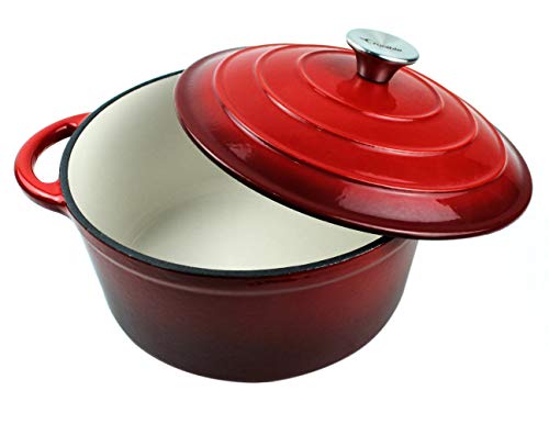 Dutch Oven Enameled Cast Iron Pot with Dual Handle and Cover Casserole Dish - Round Red 10.23" (26 cm)