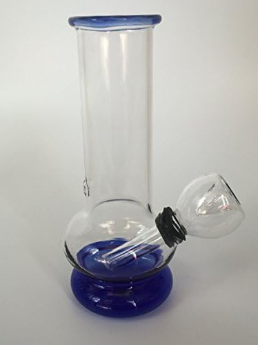 Syentec Handmade Glass 5 Inch Beaker Vase Clear (Blue)