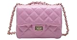 ILISHOP Women's Fashion Shoulder Bag Quilting Chain Cross Korean Ladies Handbag (Bright-pink-purple)