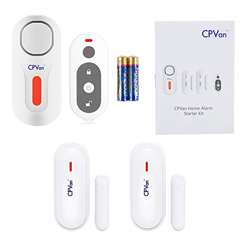 CPVAN Window Door Security Alarm Sensor, DIY Wireless Home Security Burglar Alarm System with 1 Siren Unit, 2 Magnetic Sensors and 1 Remote Control, Easy Installation, Ideal for Home/Apartment-CP1