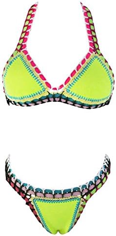 Women's Green Handmade Crotchet Neoprene Bikini Swimsuit(CV_LC41733-7,Green,Freesize)