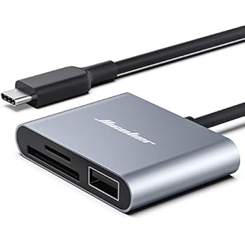 Hicober USB C to SD Card Reader, Micro SD Memory Card Reader, Type C to SD Card Reader Adapter 2TB Capacity for MacBook Camera Android Windows Linux and Other Type C Device-Space Grey