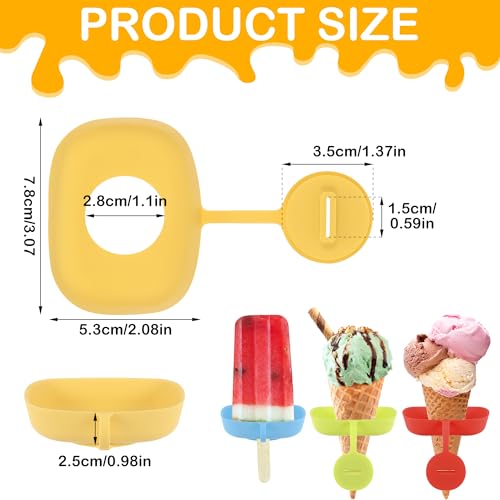 TranRantic 4 Pcs Popsicle Holder for Kids, Reusable Ice Cream Holder with Storage Box, Two Ways of Use, Silicone Drip Free Ice Pop Holder for Summer Party (Red, Green, Blue, Yellow)