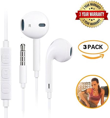 Apple Earphones Ancoki, In-Ear earphones, Remote control perfect for iPhone 6s 6 Plus 5s 5 4s 4 SE 5C iPad 7 8 7s IOS S7 S6 Note 1 2 3, Tablet PC and Other Compatible Devices(3 PACK)