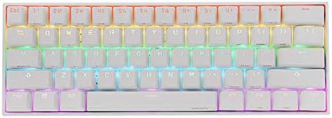 LIYOU Anne Pro 2 60% NKRO Bluetooth 4.0 Type-C RGB Mechanical Gaming Keyboard 61 Keys Mechanical Keyboard (White, Cherry MX Brown Switch)