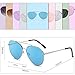 SOJOS Oversized Aviator Sunglasses Mirrored Flat Lens for Men Women UV400 SJ1083 with Silver Frame/Blue Mirrored Lens