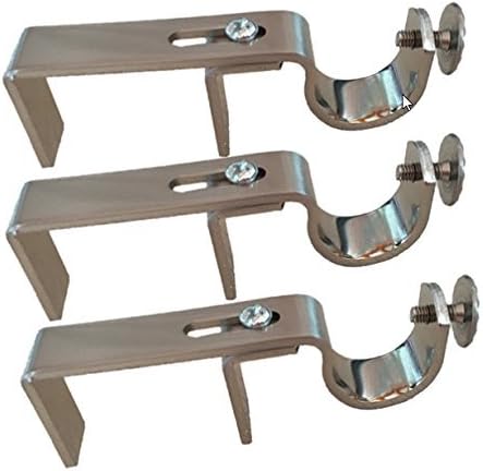 Window Treatment Hardware - NoNo Bracket - Outside Mounted Blinds Curtain Rod Bracket Attachment (Satin Nickel, Set of 3)