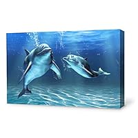 Canvas Wall Art Lovely Dolphin Canvas Prints Home Artwork Decoration for Living Room,Bedroom - 12x18 inches