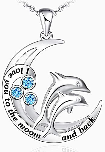 Dolphin ネックレス レディース 925スターリングシルバー I Love You To The Moon And Back ネックレス ドルフィン