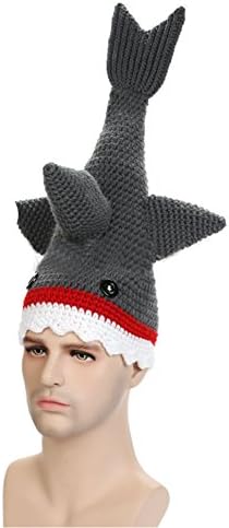 Knit Hat Winter Warm Octopus Hat Windproof Funny for Men &amp; Women (shark)