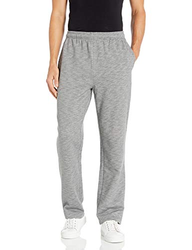 Photo 1 of ||medium|| Essentials Men's Relaxed Straight Leg Fleece Open Bottom Sweatpant (Available in Big & Tall), Light Grey Space Dye, Medium