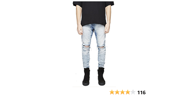 LONGBIDA Slim Fit Ripped Jeans Men Hi 