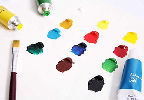 Acrylic Paint Set - 20 Piece Starter Set for Beginners, Students and Artists, Ideal for Canvas Painting, 12 Tubes x Acrylic Paints in Vivid Colors, 3 Brushes - Art Supplies Kit for Adults and Kids - Thumbnail 5
