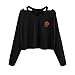 Teen Sweater,Hemlock Women's Juniors Hollow Shoulder Sweatshirt Rose Causal Tops Blouse (M, Black)