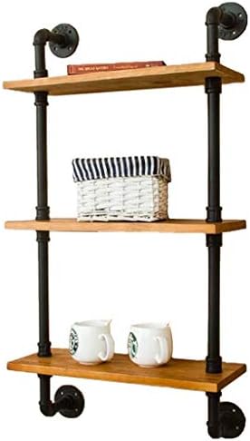 お買い得 フローティング棚壁壁棚壁掛けリビングルーム装飾木製棚パイプ錬鉄製本棚