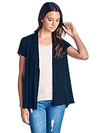 Chaqueta de punto de bambú suave con parte delantera abierta para mujer, fabricada en Estados Unidos
