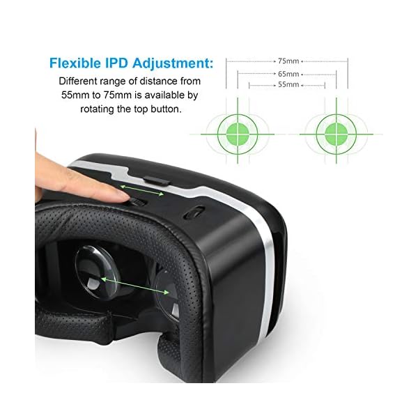3D VR Headset, TechRise 3D VR Glasses Virtual Reality Box with Adjustable Lens and Comfortable Strap for 3D Movies and Games, Compatible with iPhone X / 8Plus / 8 / 7Plus / 7 / 6s Plus /6 / 5 / Samsung S7 / S6 and Other 3.5''-6'' Smartphones - Image 4