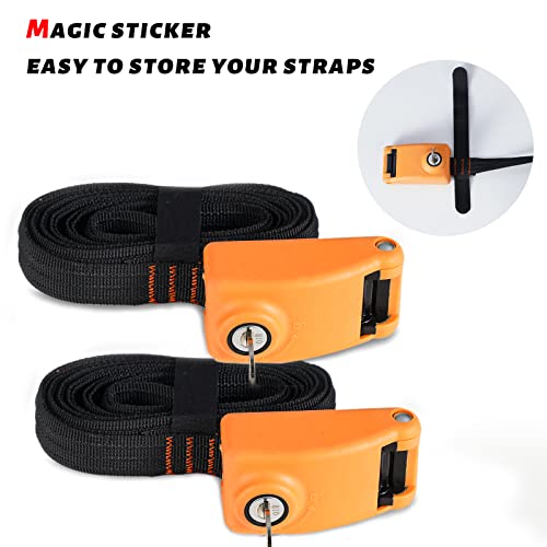 Kingdely Non Scratch Tie Down Strap Lockable Roof Rack Straps with 3