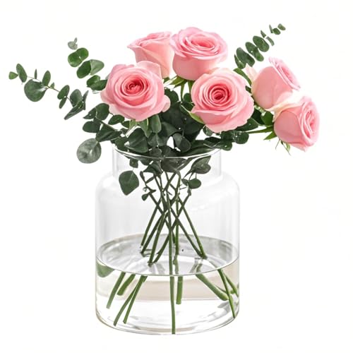 Clear Vases for Centerpieces Glass Innjoii - Large Vase Wide Flower Vintage Modern Big Mouth Giant Home Decor, Bouquet for Wedding Living Room Dining Table
