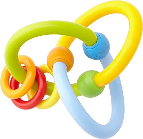 HABA Clutching Toy Roundabout - Flexible Plastic Teether with 3 Rattling Rings - Ages 6 Months +