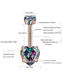Gabry&jwl - Piercing para ombligo de acero inoxidable 316L con circonita de doble corazón, 0.49 oz, acero inoxidable, B07MYFGHXD
