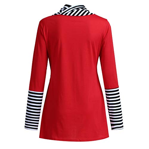 Womens Patchwork Tops Duseedik Stripes Cowl Neck Solid Long Sleeve Casual Layered A-Line Tops