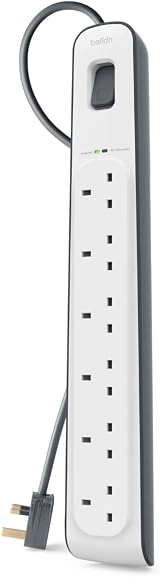 Belkin 6 Outlet Surge Protection Strip 2m Power Cord White 650 J view 5