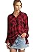 Umgee Women's Lightweight Plaid Flannel Tunic With Frayed Fringe Hem reg/Plus