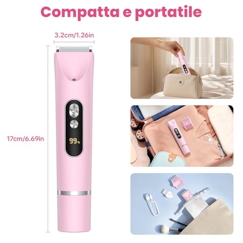 Women's 2 in 1 Electric Shaver, Dual Head with Type-C Charging, IPX7 Waterproof, Women's Body Shaver for Legs, Armpits and Bikini Area, Wet and Dry Use | 2 in 1 Women's Shaver with Dual Head, IPX7 Waterproof and USB Charging, for Bikini Area, Armpits, Legs and Body