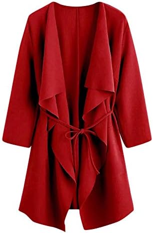 Muranba Women Casual Pocket Front Wrap Cardigan Coat Outwear